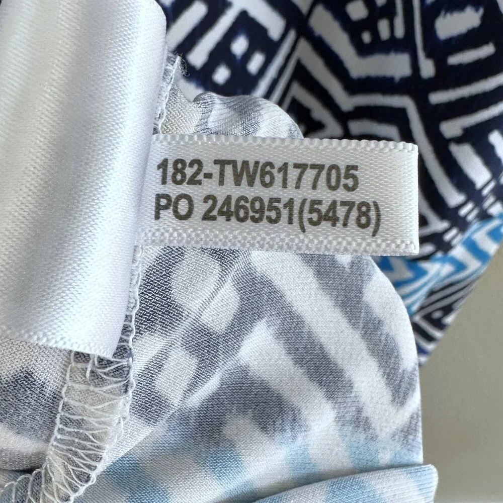Tommy Bahama Mayan Maze Sleeveless Blue Print Maxi Dress Tropical Vacation - Picture 7 of 7